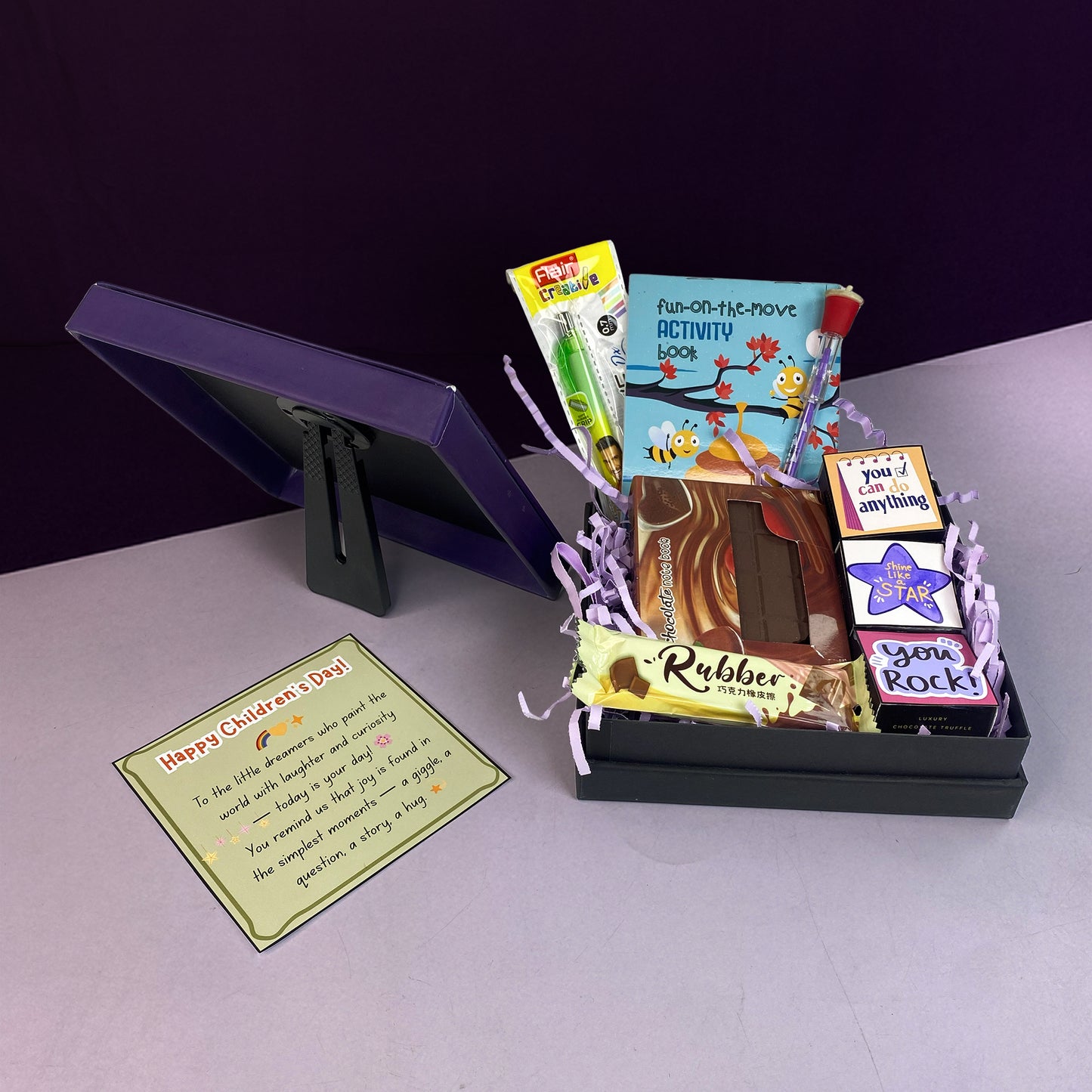 TinyGlads Little Explorer Children's Day Gift Box | Chocolates, Activity Book & Fun Stationery
