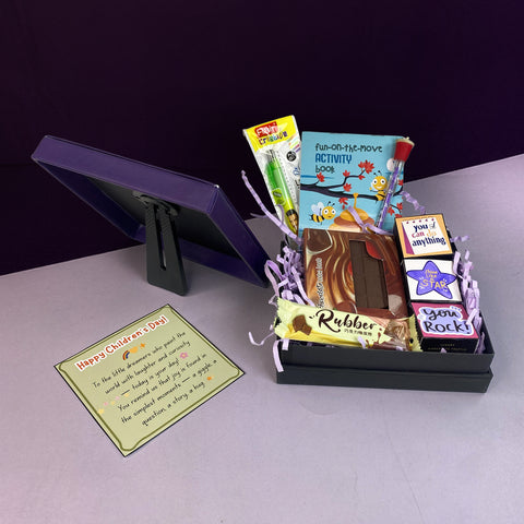 TinyGlads Little Explorer Children's Day Gift Box | Chocolates, Activity Book & Fun Stationery