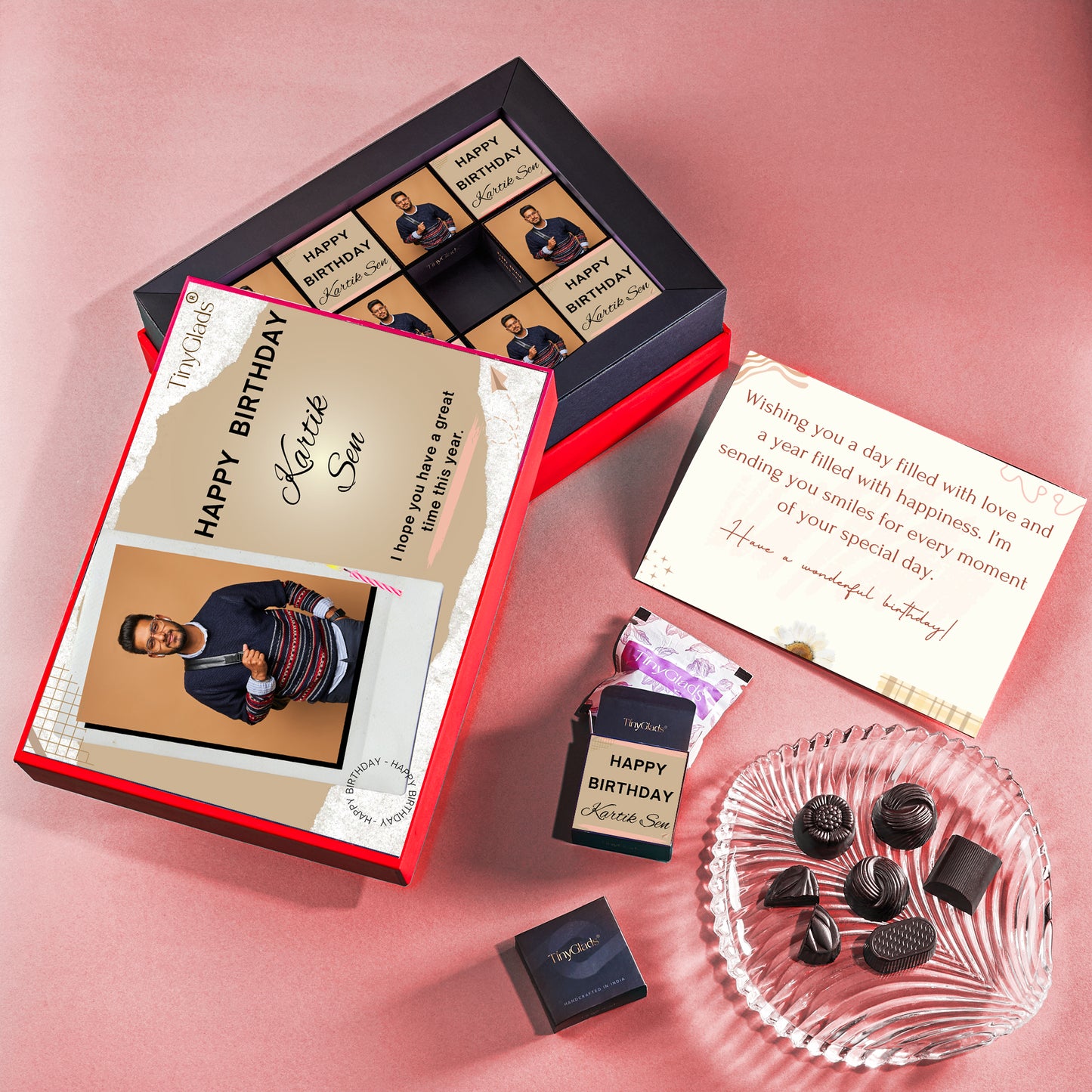 TinyGlads Happy Birthday Chocolate Box | Customized Gift Hamper with Message Card