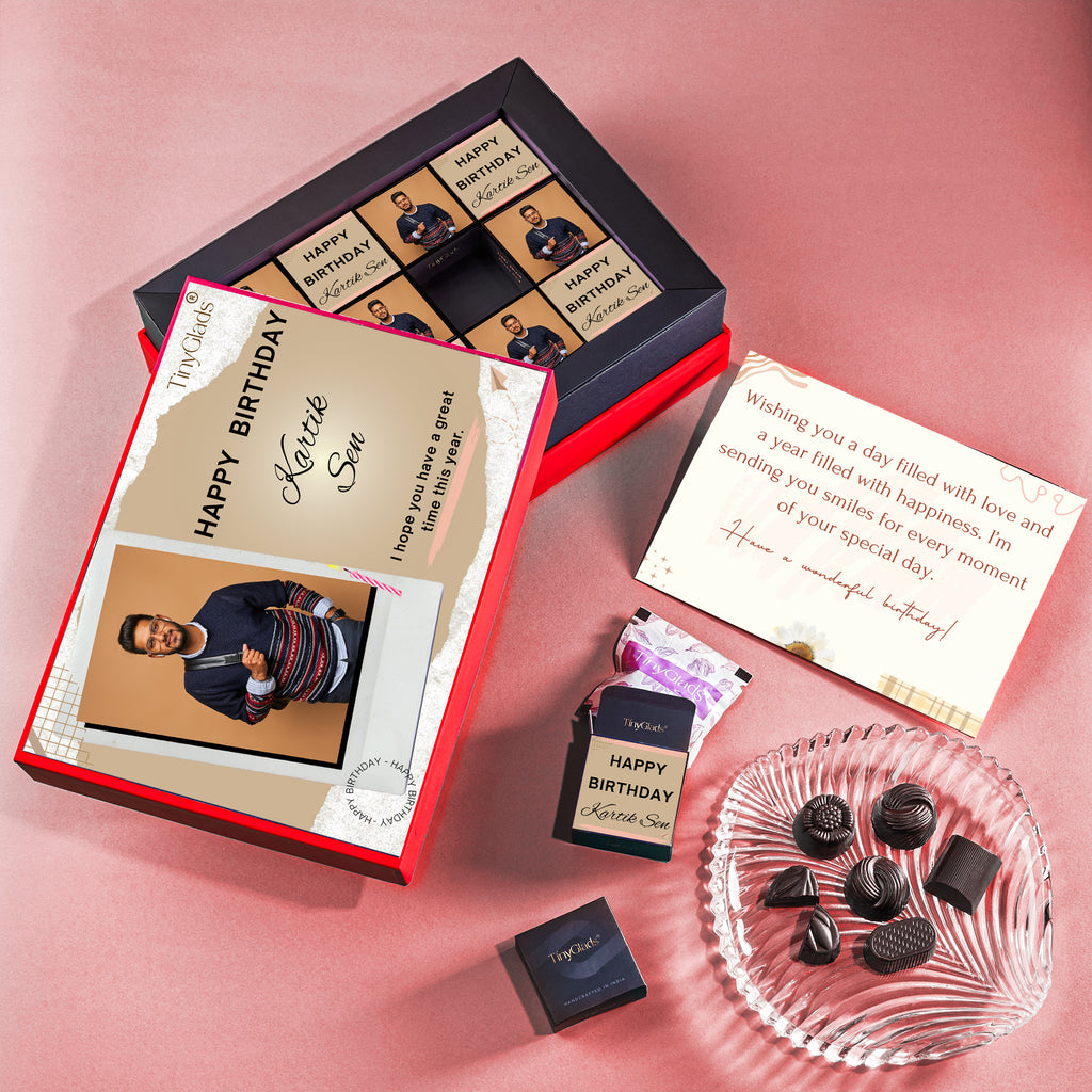 TinyGlads Happy Birthday Chocolate Box | Customized Gift Hamper with Message Card