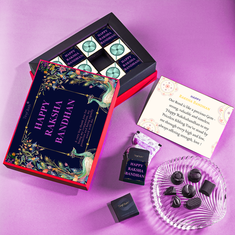 TinyGlads Royal Red Rakhi Chocolate Gift Box | 12 Gourmet Truffles