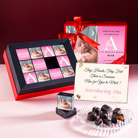 Personalised Baby Girl Announcement Chocolate Photoframe