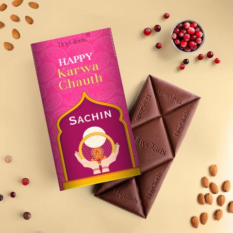 Custom Photo Karwa Chauth Gift Box with 2 Chocolate Bars