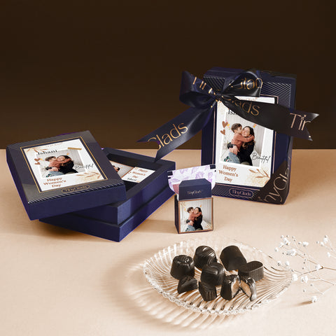 TinyGlads Personalised Women's Day Photo Frame Chocolate Gift Box | 6 Center-Filled Truffles