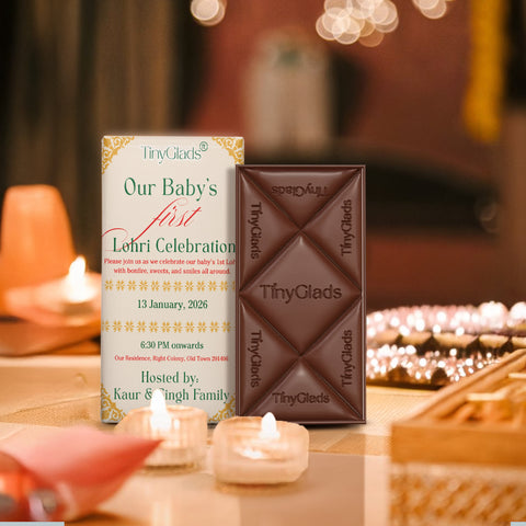 TinyGlads Personalized Baby's First Lohri Chocolate Bar | 80g