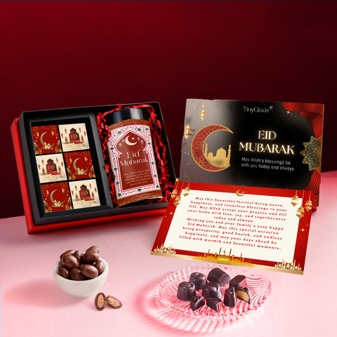 TinyGlads Eid Delight Chocolate Gift Box | 1 Chocolate Jar & 6 Handcrafted Truffles