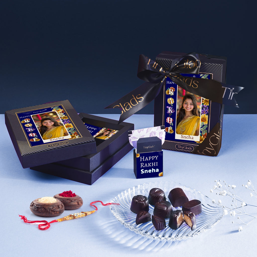 Chocolate Rakhi Gift Hamper for Brother – Custom Message & Designer Rakhi