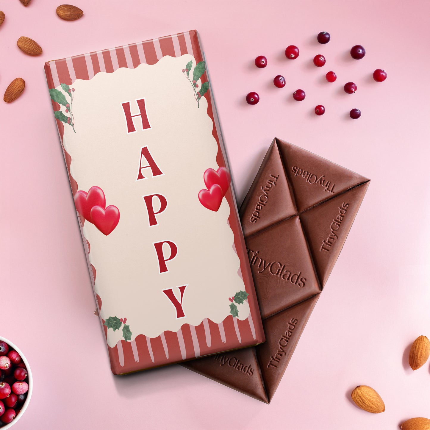 Valentine’s Chocolate Gift Box with 3 Bars & Romantic Message Card