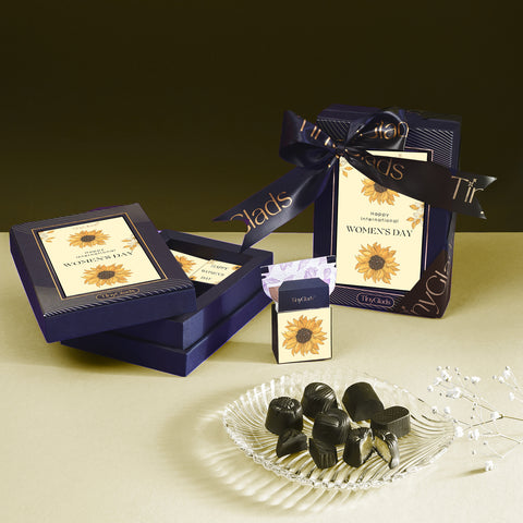 TinyGlads Women's Day Sunflower Chocolate Gift Box | 6 Assorted Center-Filled Truffles
