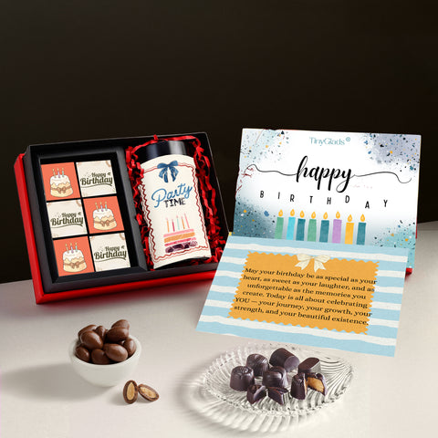 The Ultimate Birthday Treat Box | Truffles with Chocolate Almond Jar