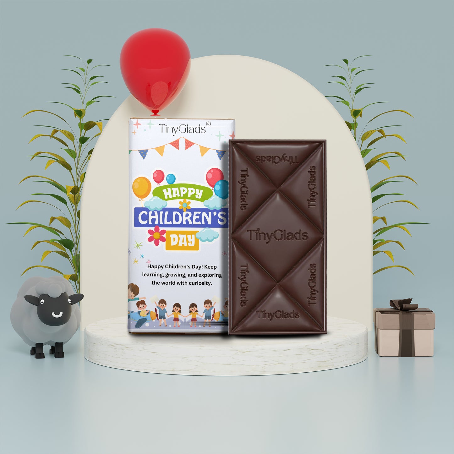 TinyGlads Happy Children's Day Chocolate Bar | Almond & Cranberry | 80g