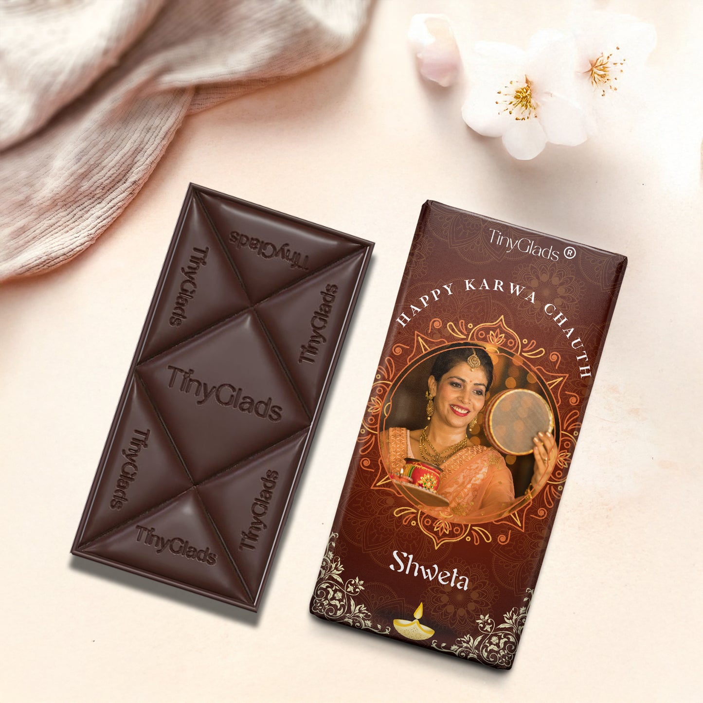 Personalised Karwa Chauth Chocolate Bar with Custom Photo