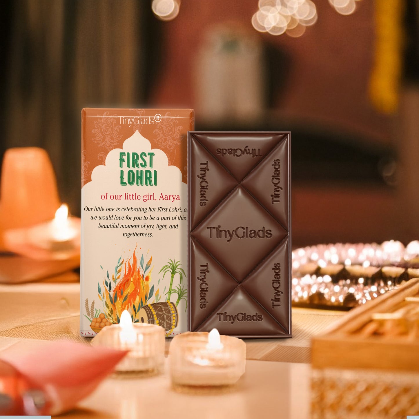 TinyGlads First Lohri Personalized Chocolate Bar