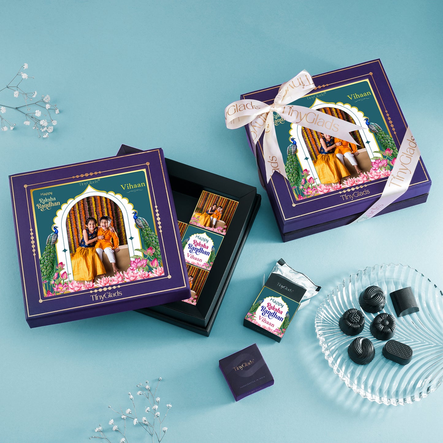 Personalised Rakhi Memory Box – Chocolate, Photo Frame & Rakhi