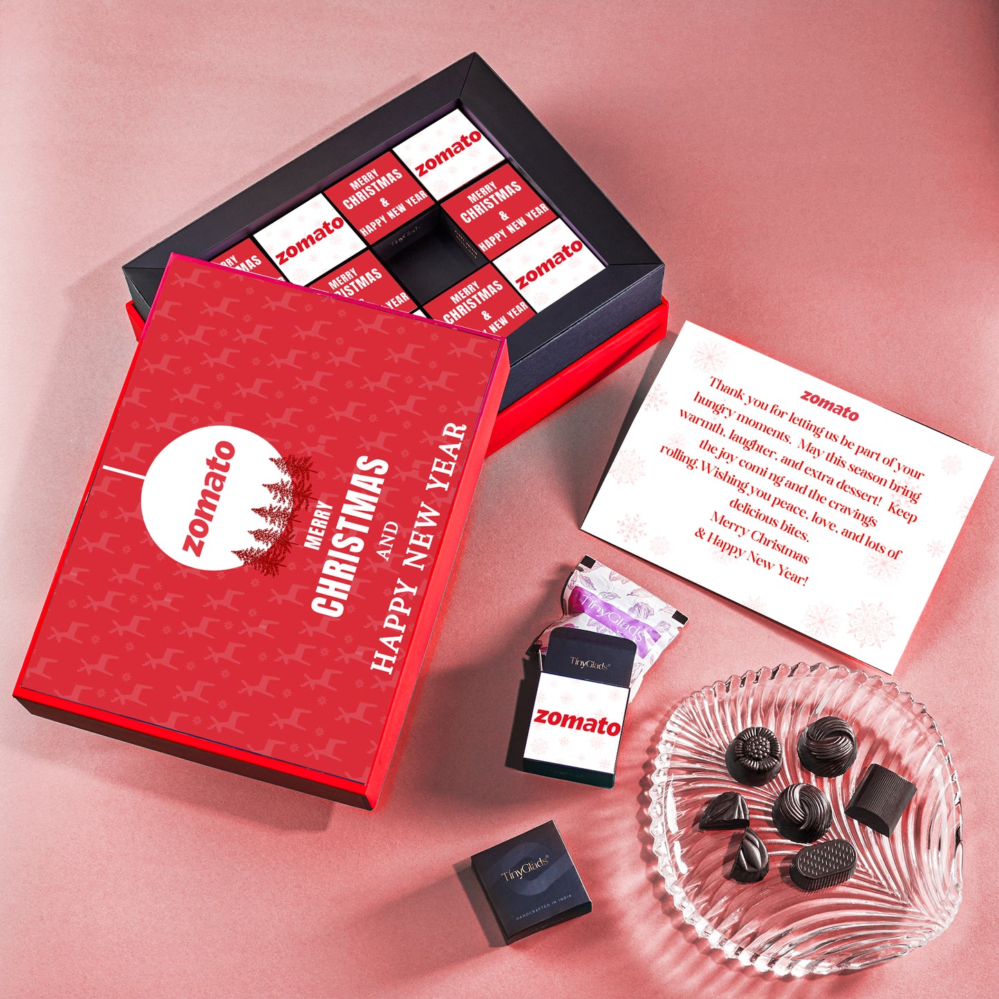 TinyGlads Personalized Corporate Christmas Chocolate Gift Box | 12 Custom Chocolates