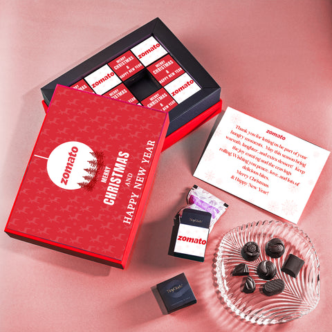 TinyGlads Personalized Corporate Christmas Chocolate Gift Box | 12 Custom Chocolates