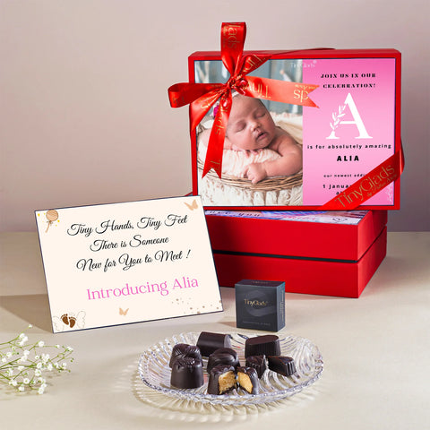 Personalised Baby Girl Announcement Chocolate Photoframe