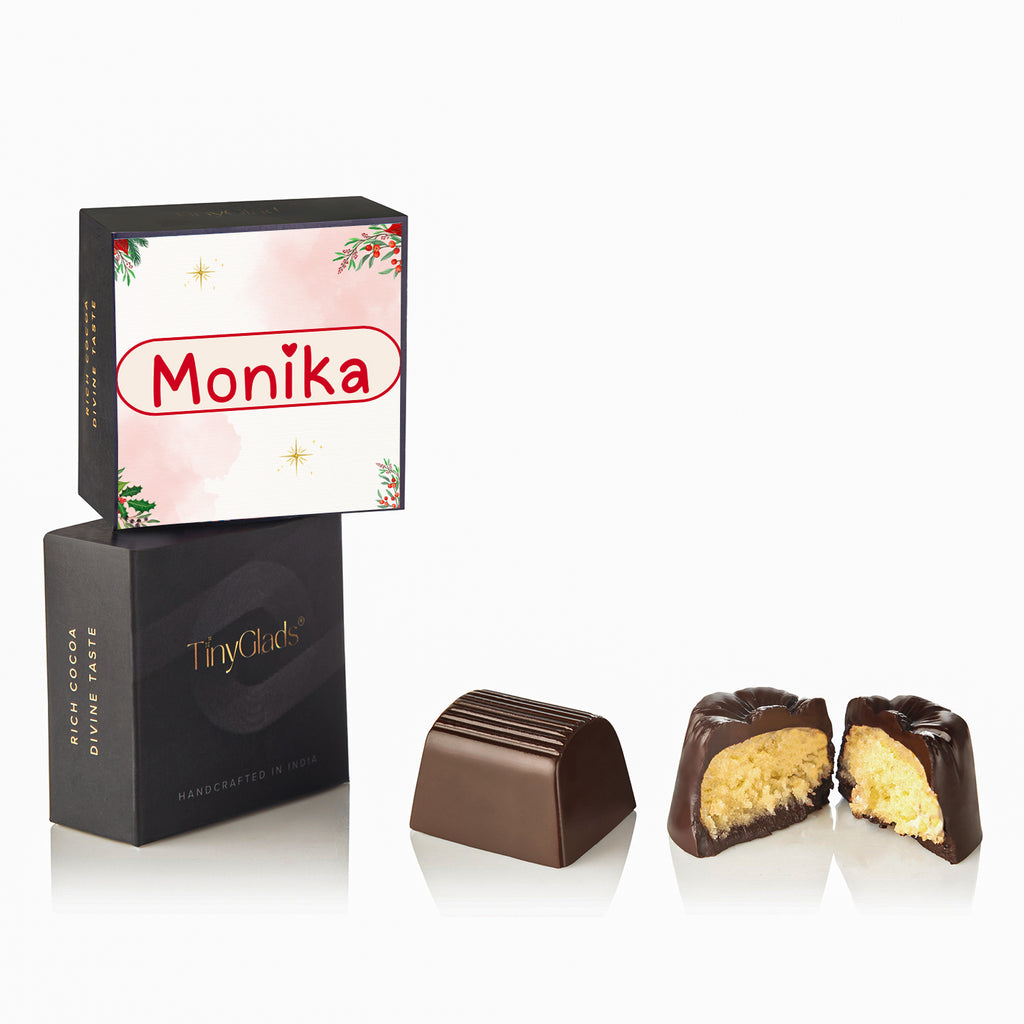 TinyGlads Personalized Red Christmas & New Year Chocolate Gift Box | 12 Gourmet Truffles