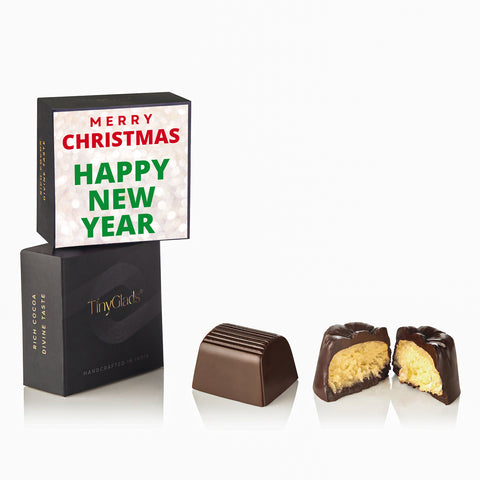 TinyGlads Personalized Red Christmas & New Year Chocolate Gift Box | 12 Gourmet Truffles