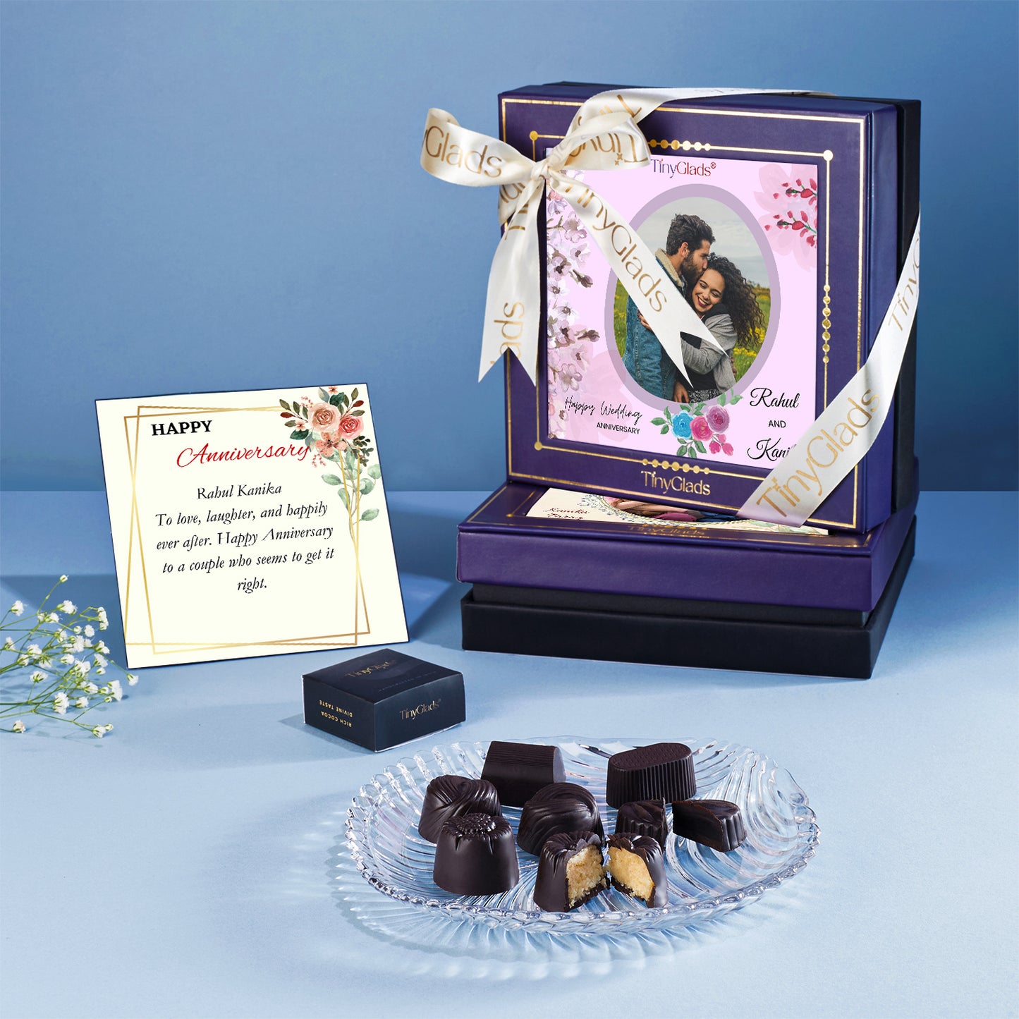 Beautiful Anniversary Chocolates Personalized with Photo