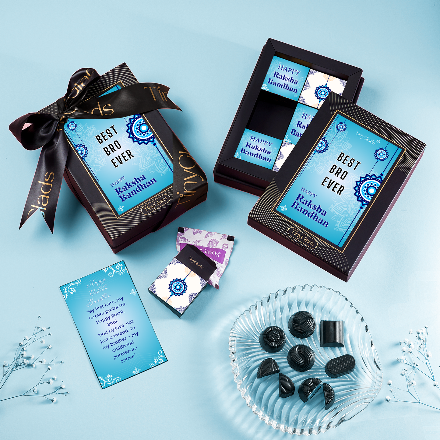 TinyGlads Best Bro Ever Rakhi Chocolate Box | 6 Assorted Truffles