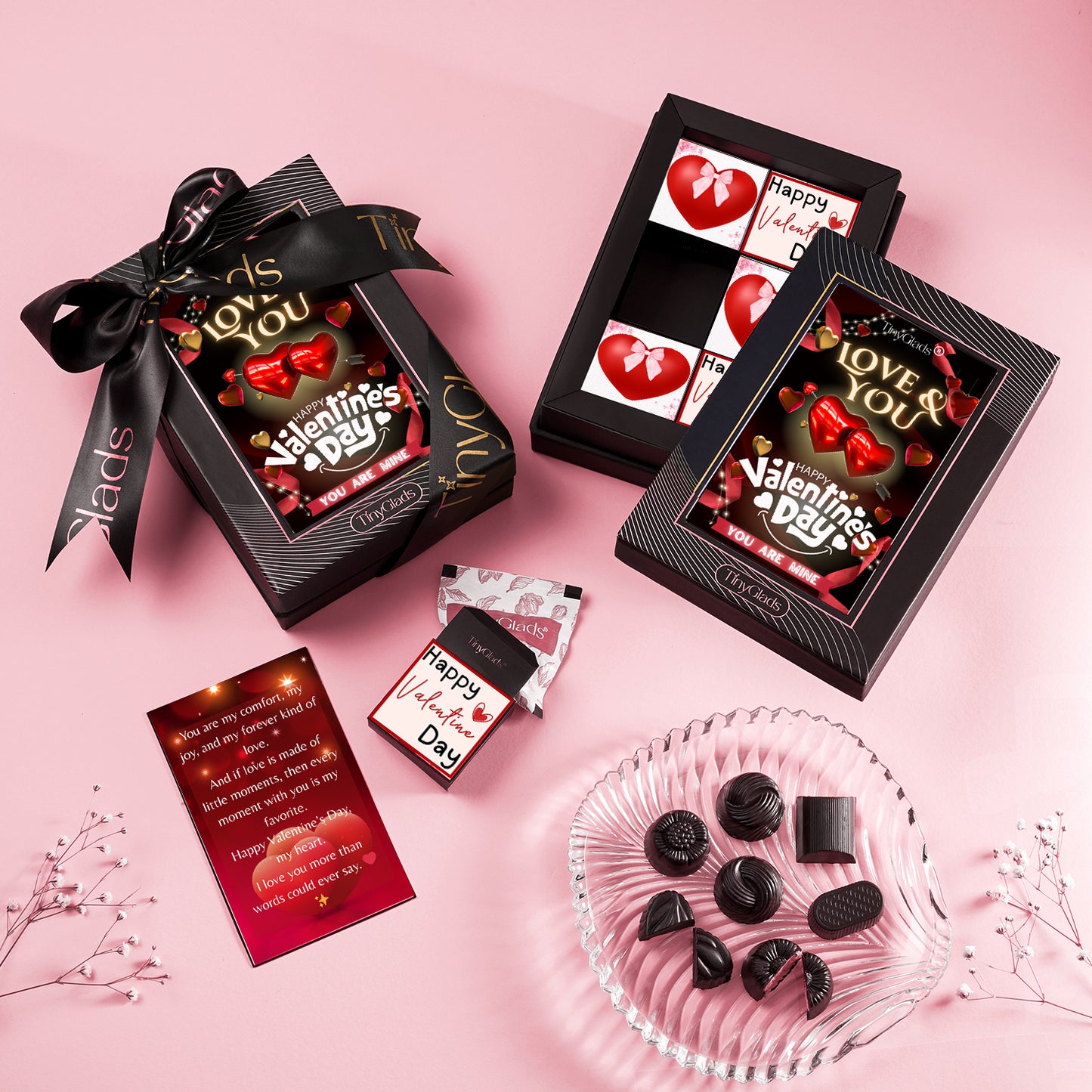 Love chocolate box with 6 handcrafted truffles – romantic Valentine chocolate gift by TinyGlads