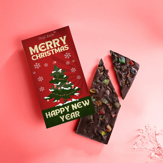 TinyGlads Christmas & New Year Chocolate Gift Box | Custom Box | 2 Bars & 6 Truffles