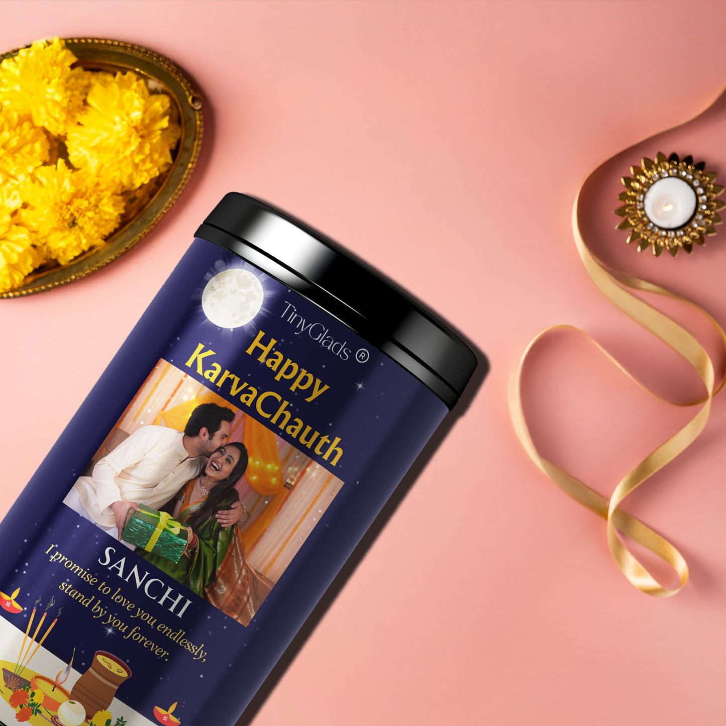 Custom Photo Karwa Chauth Gourmet Chocolate Jar