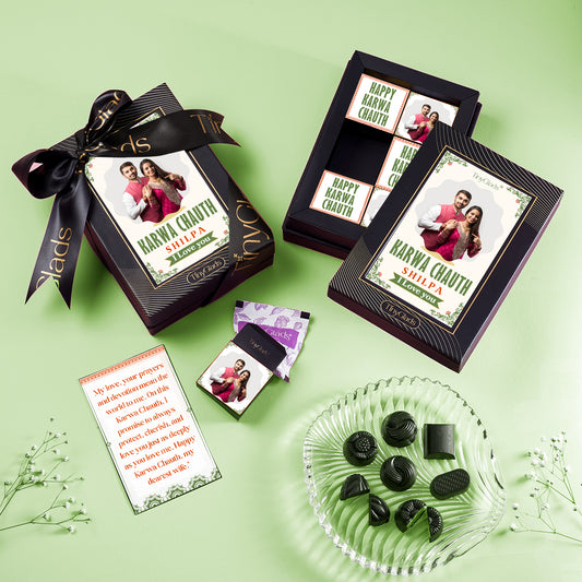 Personalised Karwa Chauth Chocolate Gift Box - 6 Truffles