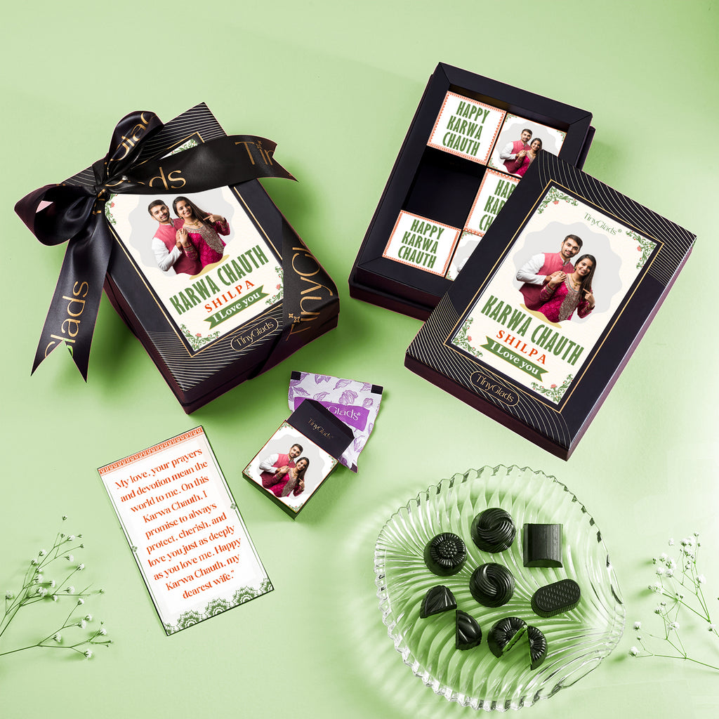 Personalised Karwa Chauth Chocolate Gift Box - 6 Truffles