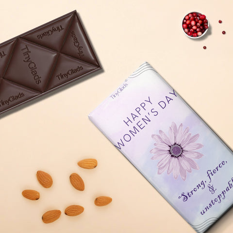 TinyGlads Women's Day Floral Chocolate Bar | Almond & Cranberry | 80g