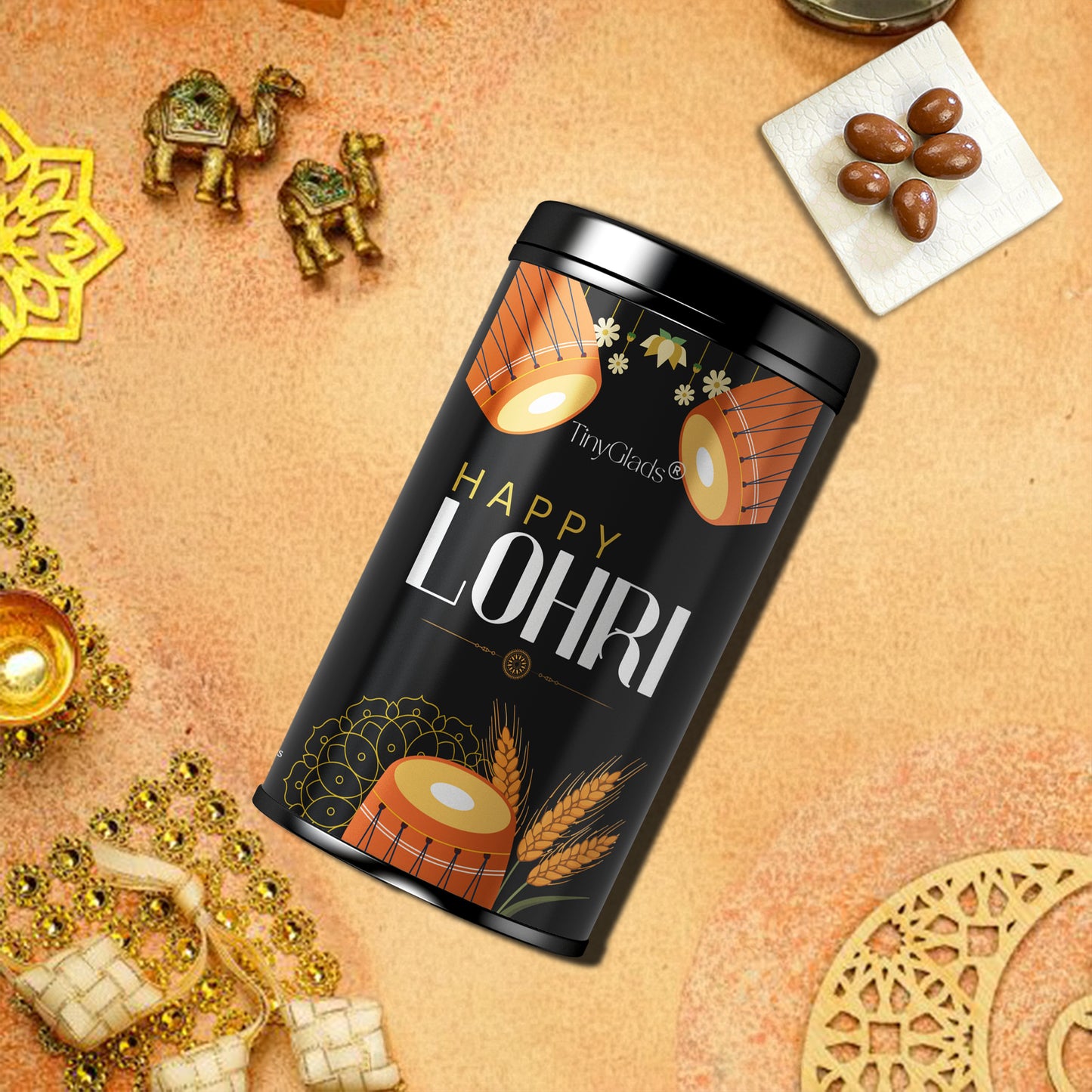 TinyGlads Happy Lohri Chocolate Truffle Jar | 12 Truffles