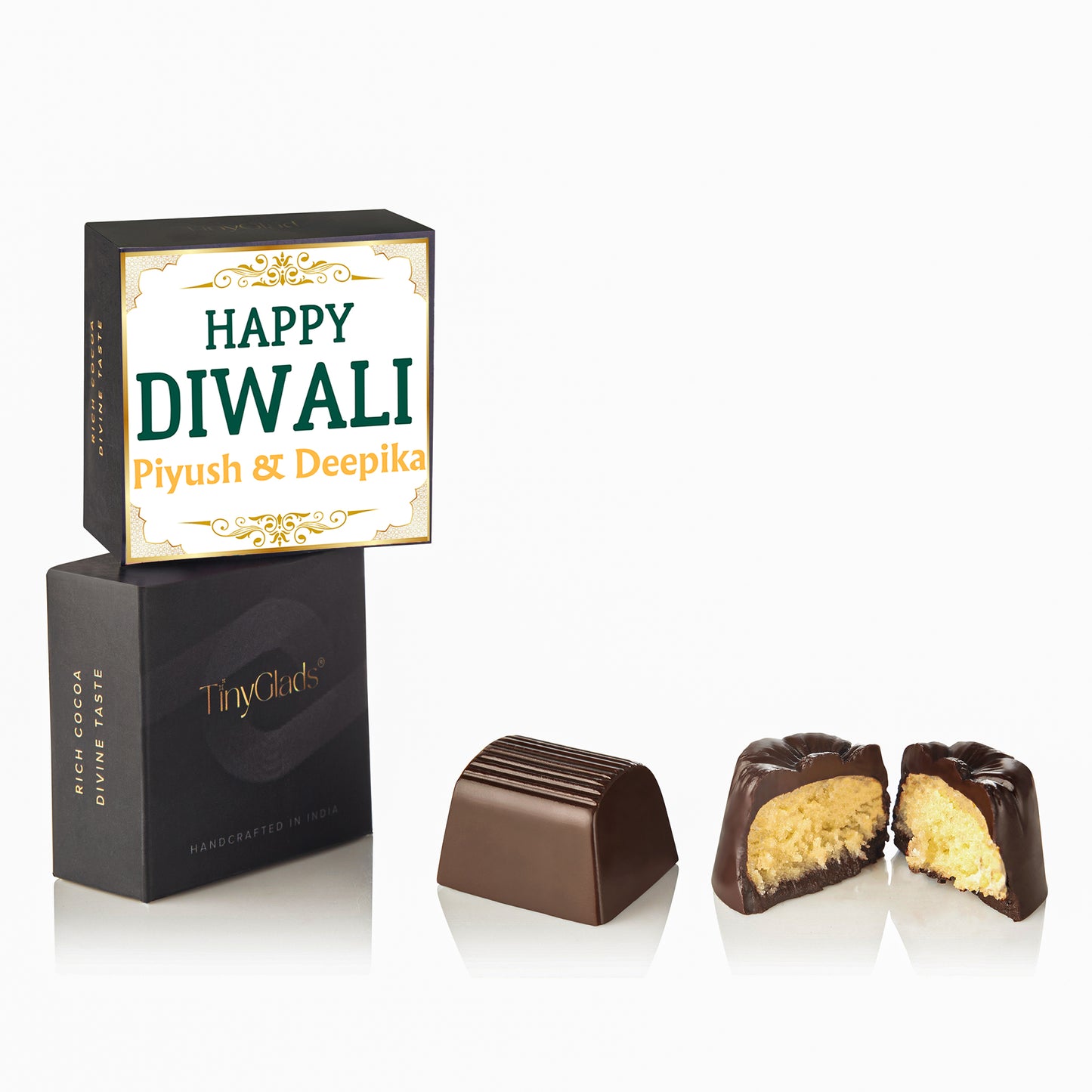 Red Luxury Diwali Photo Chocolate Box – 12 Premium Chocolate Truffles