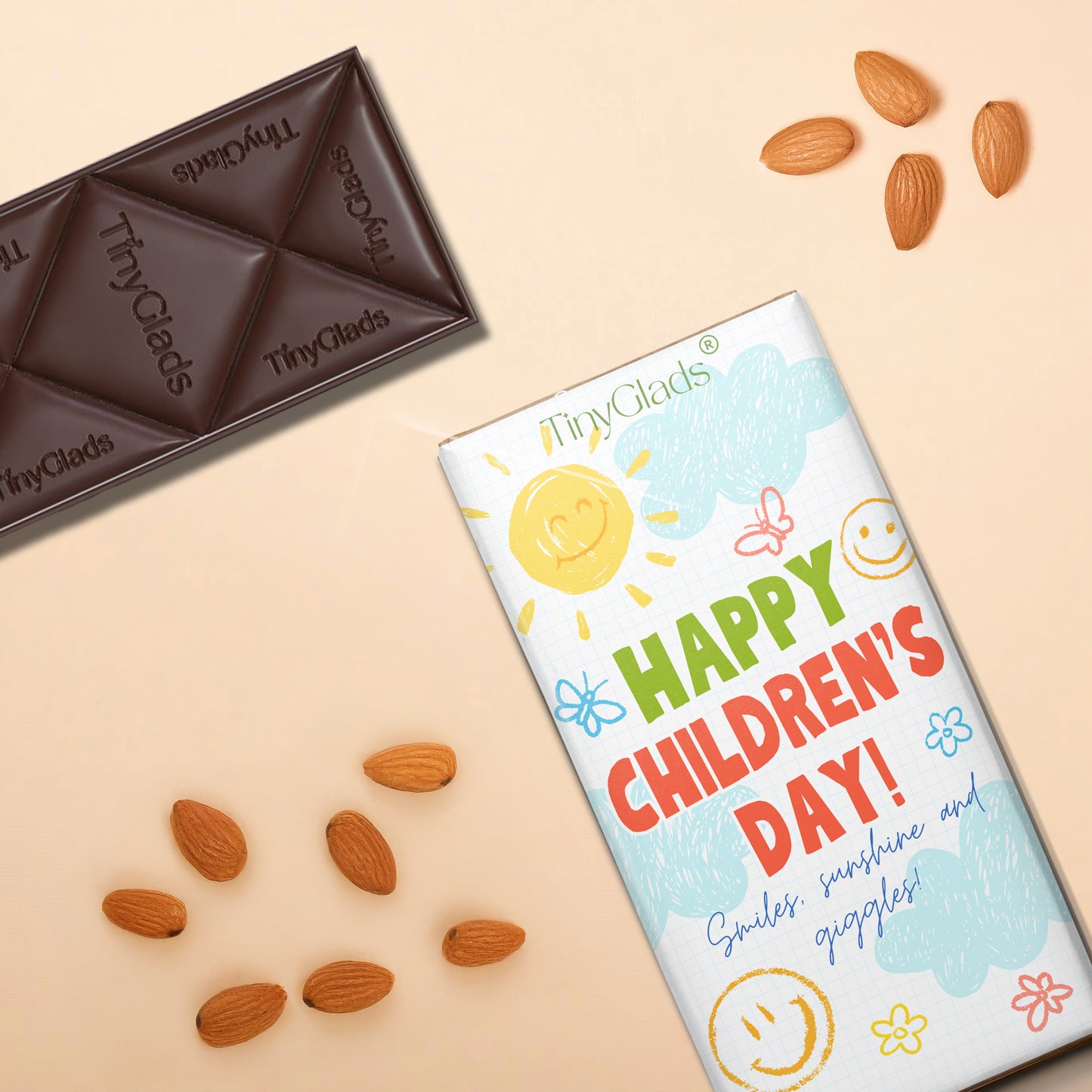 TinyGlads Smiles & Sunshine Chocolate Bar | Kids Celebration Collection | 80g