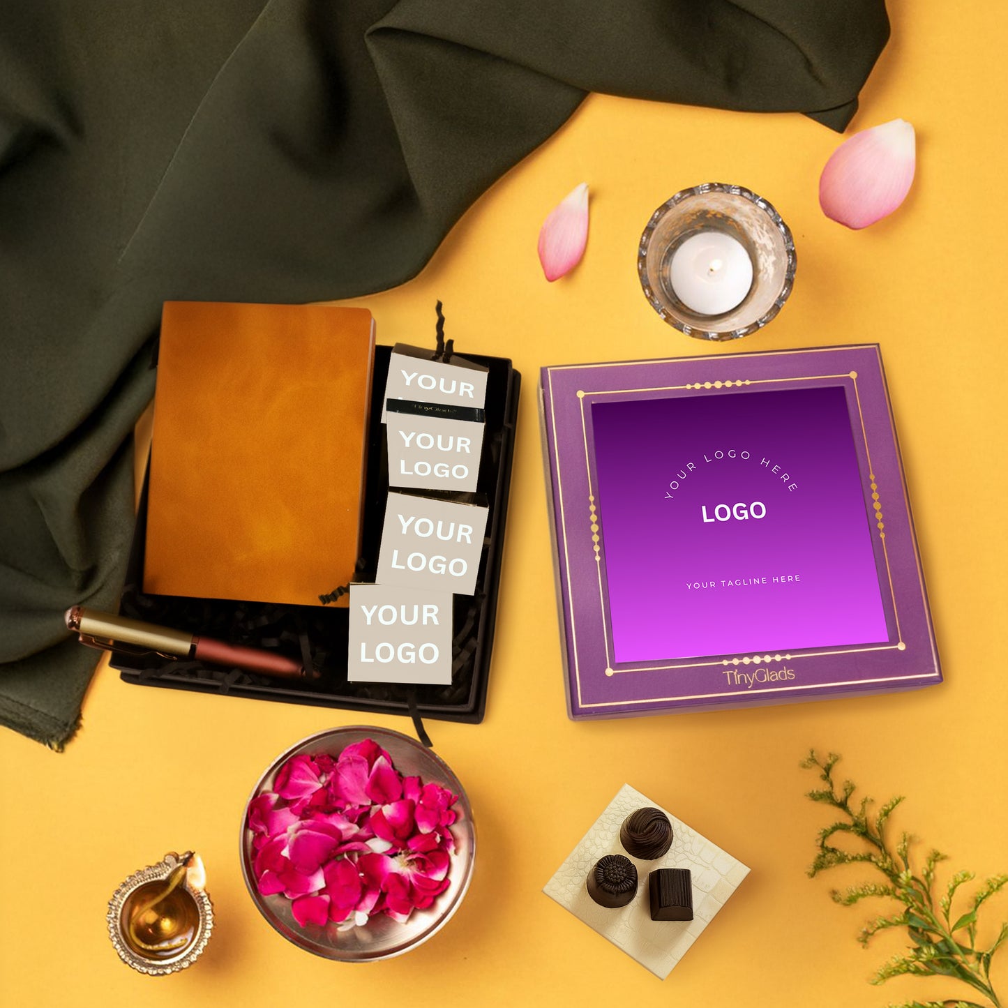 Personalised Corporate Gift Box – Diary, Pen & 3 Truffles with Logo Branding