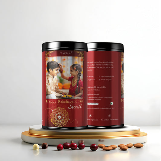 TinyGlads Rakhi Memories Personalized Chocolate Truffle Jar | 12 Truffles