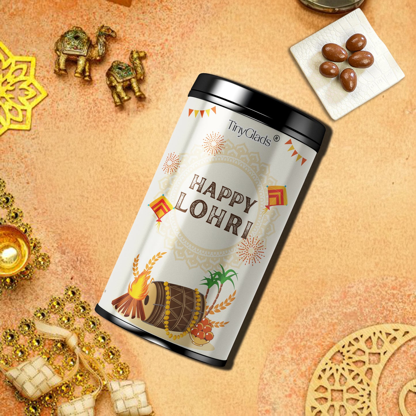 TinyGlads Classic Lohri Chocolate Truffle Jar | 12 Handcrafted Chocolate