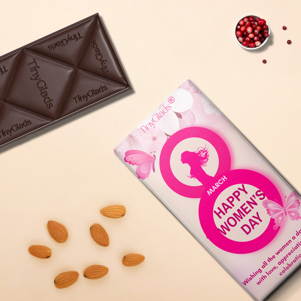 TinyGlads Women's Day Almond & Cranberry Chocolate Bar | 80g