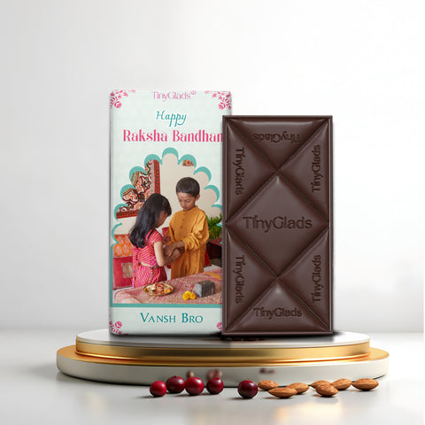TinyGlads Personalized Raksha Bandhan Chocolate Bar | Custom Photo & Name | 80g