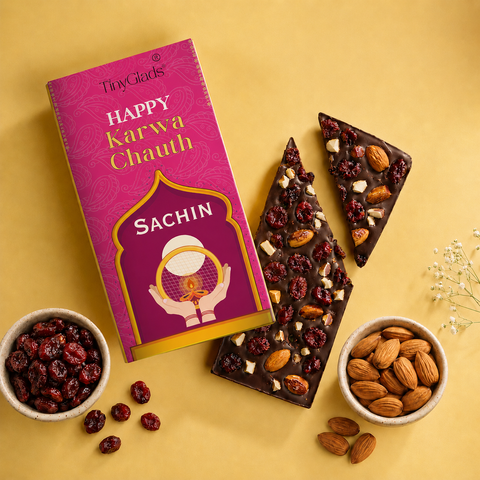 Custom Photo Karwa Chauth Gift Box with 2 Chocolate Bars | 450 grams
