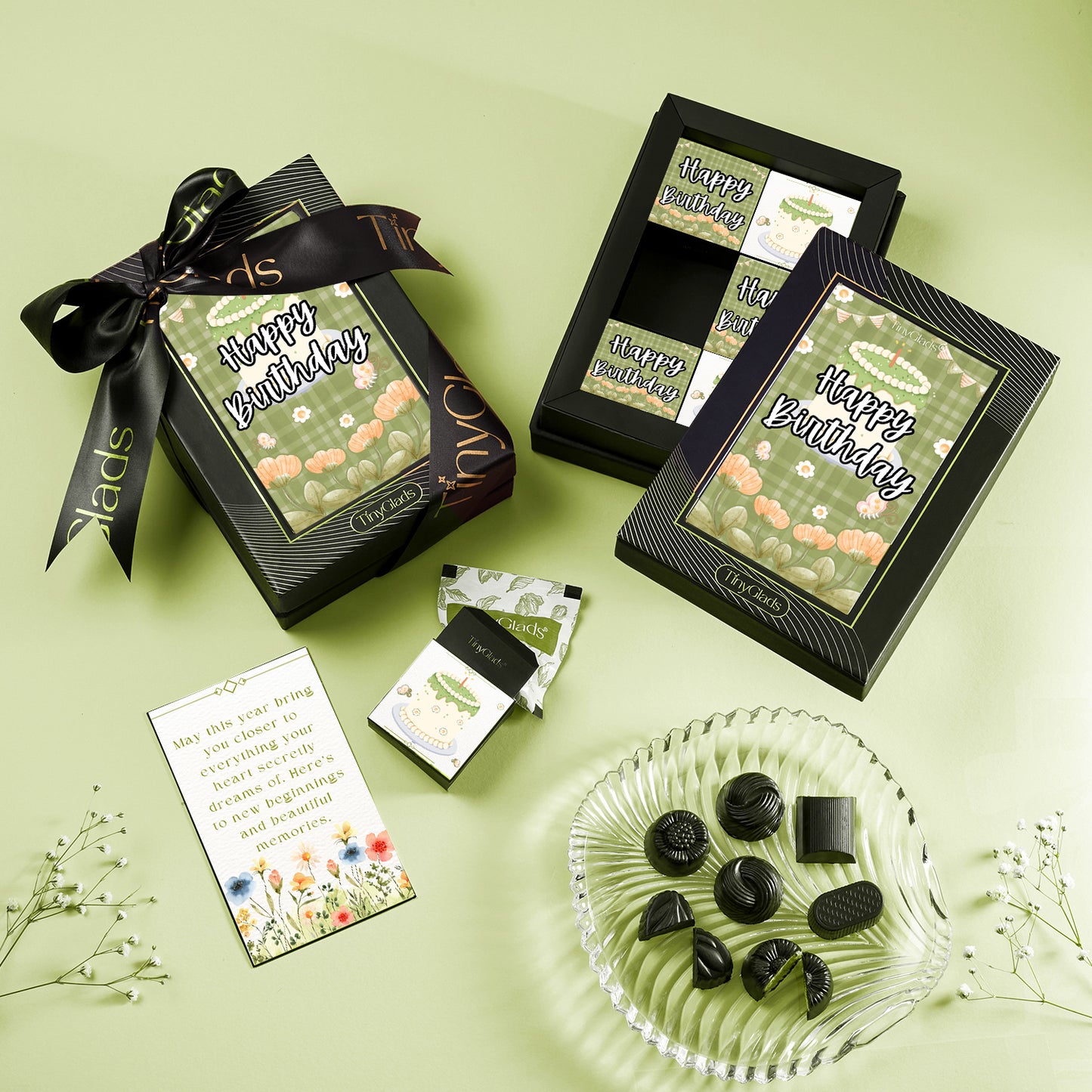 Premium birthday chocolate box with six truffle bites and luxury packaging