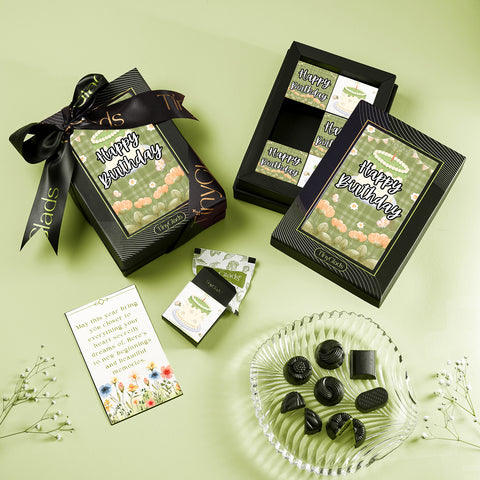 Premium birthday chocolate box with six truffle bites and luxury packaging