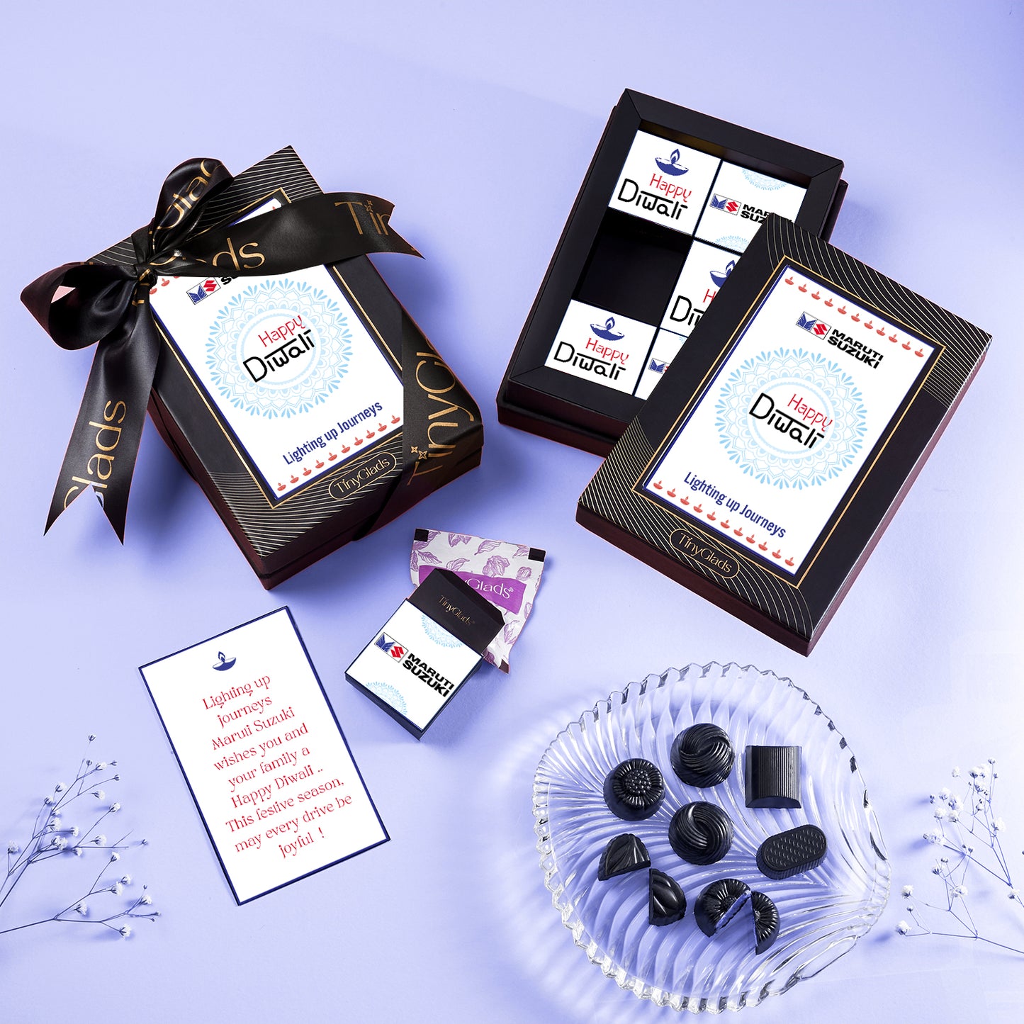 TinyGlads Personalized Diwali Corporate Chocolate Gift Box | 6 Assorted Gourmet Truffles