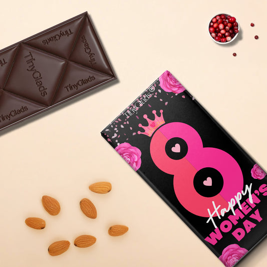 TinyGlads Midnight Bloom Women's Day Chocolate Bar | Almond & Cranberry | 80g