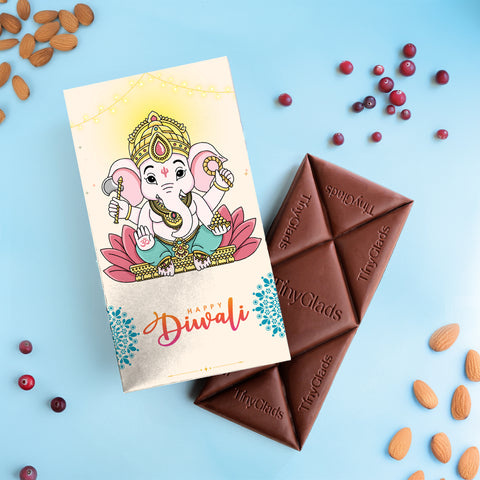 Ganpati Diwali Chocolate Gift Box – 1 Bar & 9 Truffles
