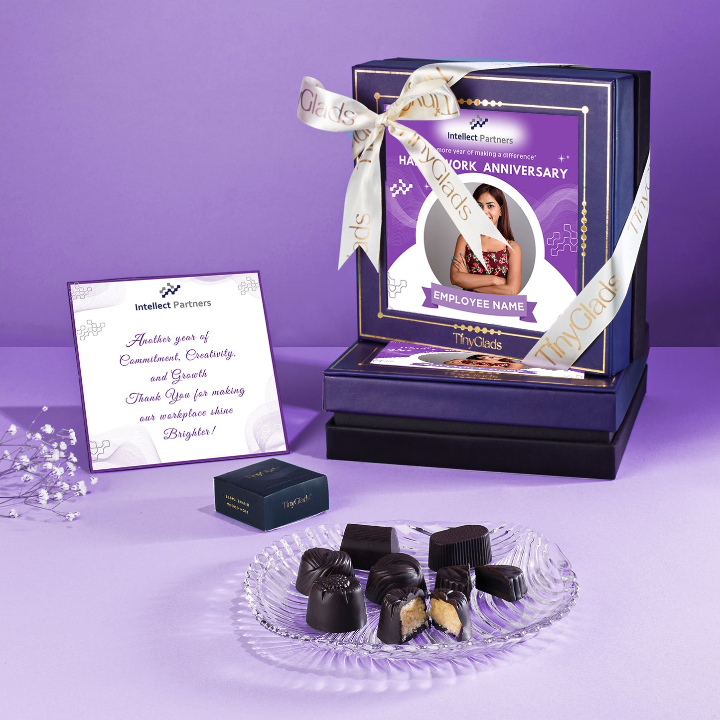 Personalized Employee Work Anniversary Corporate Chocolate Gift Box | 9 Pcs