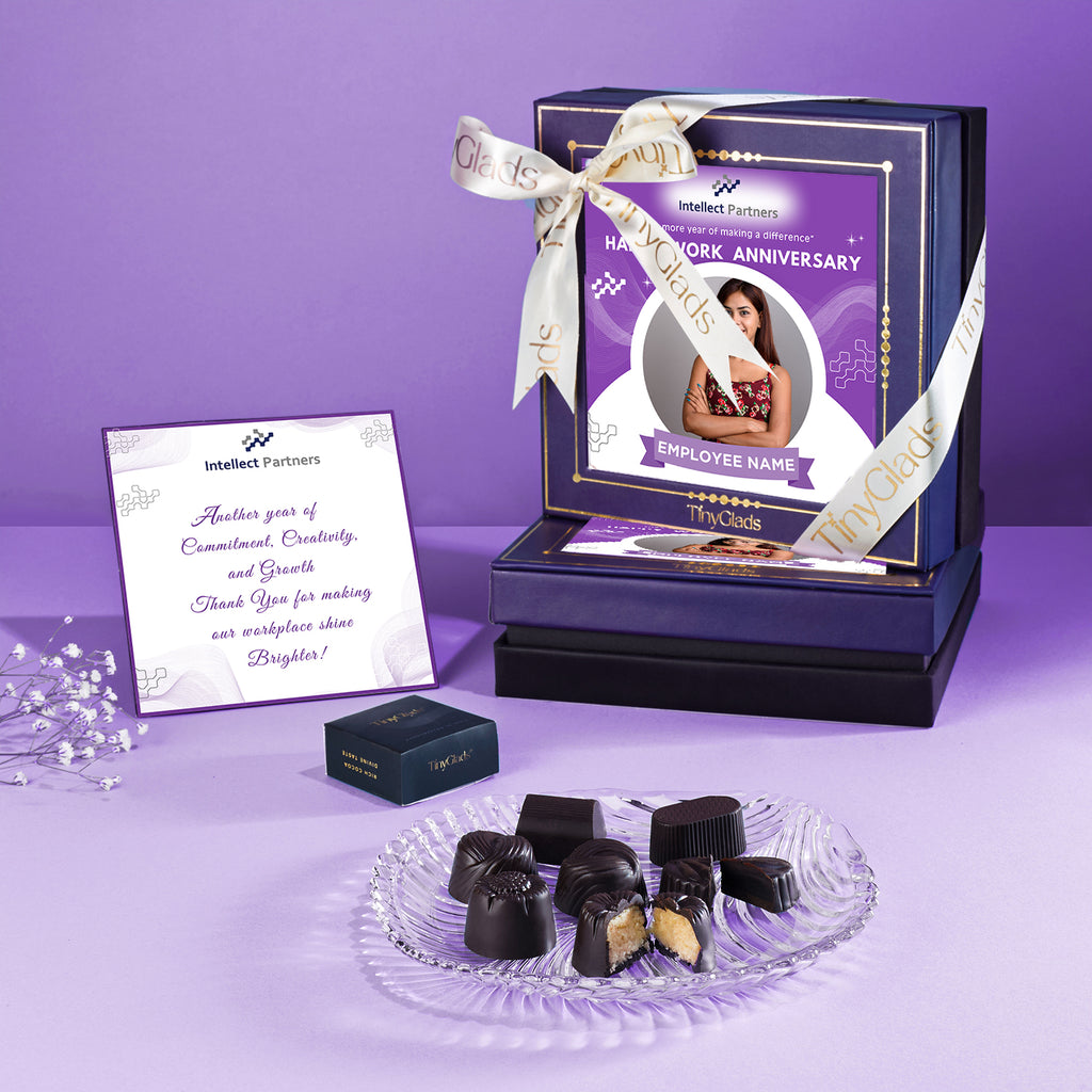Personalized Employee Work Anniversary Corporate Chocolate Gift Box | 9 Pcs