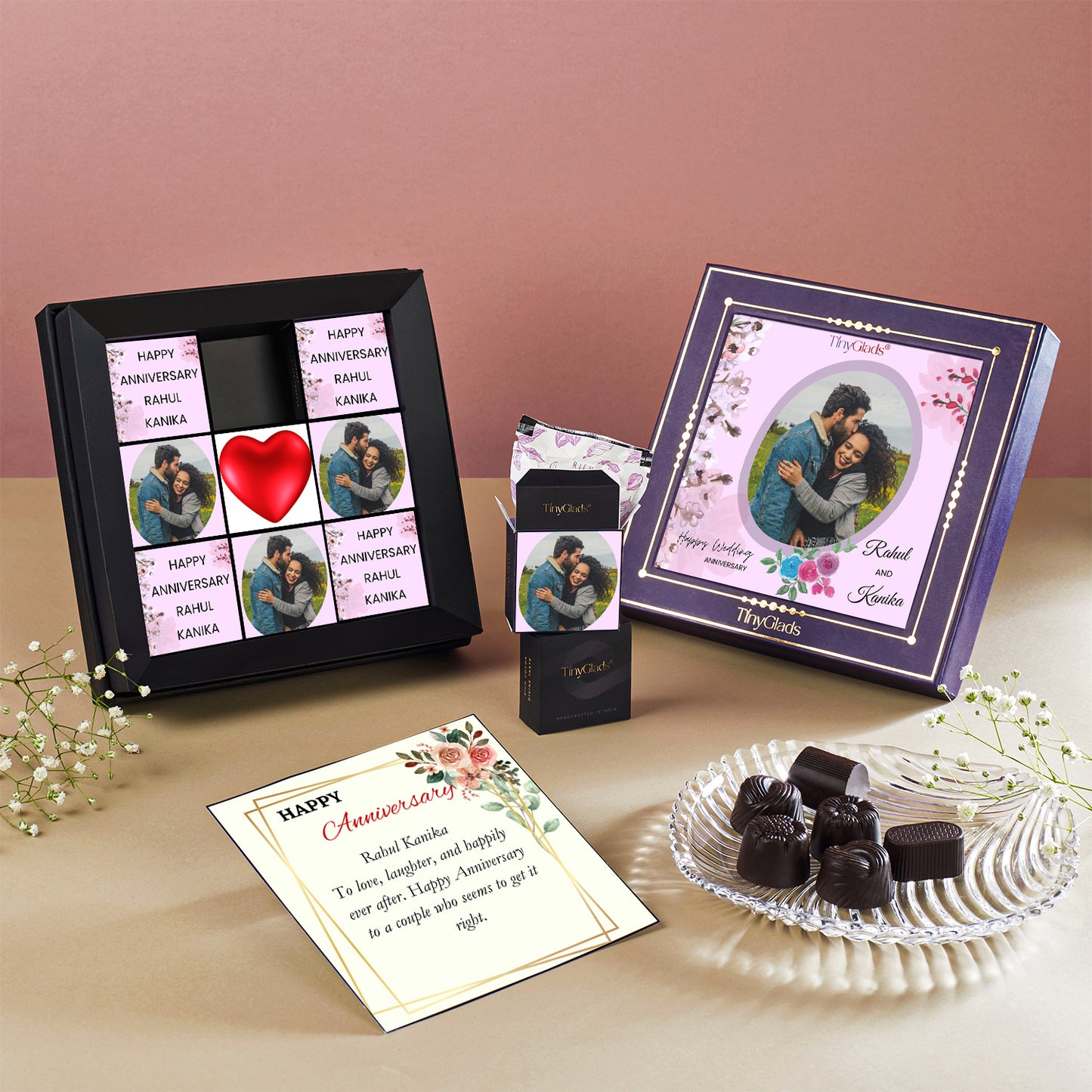 Beautiful Anniversary Chocolates Personalized with Photo