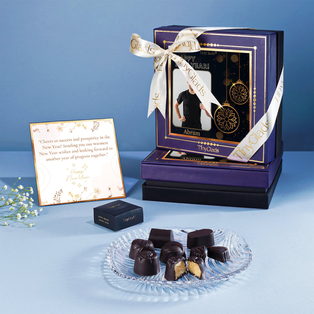 TinyGlads Personalized Happy New Year Chocolate Gift Box | 9 Truffles