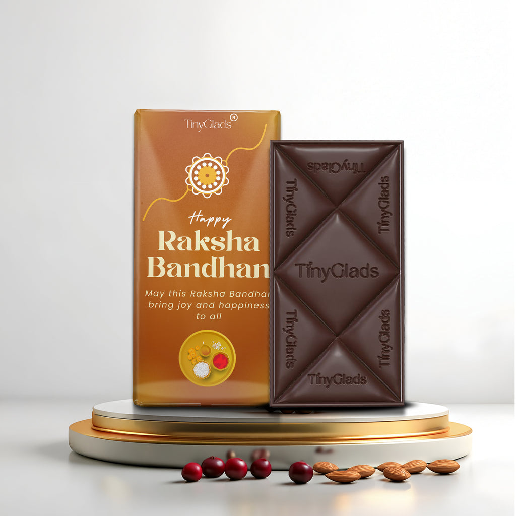 TinyGlads Happy Raksha Bandhan Chocolate Bar | Almond & Cranberry | 80g